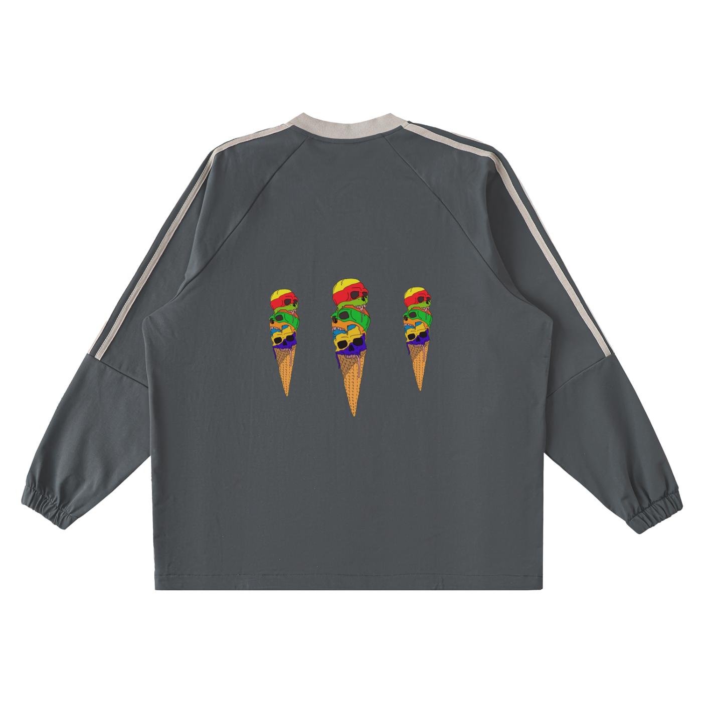 Color-Block V-Neck Long-Sleeve T-Shirt