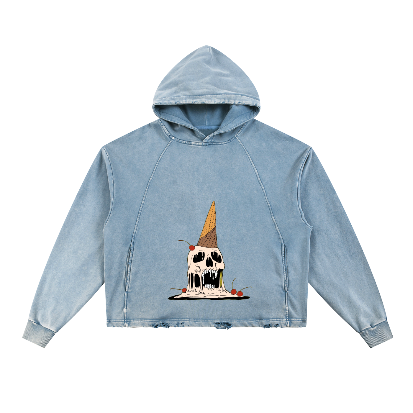 Vintage Washed Frayed-Hem Hoodie