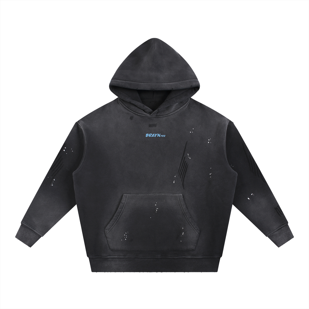 Vintage Washed Frayed Fleece Hoodie