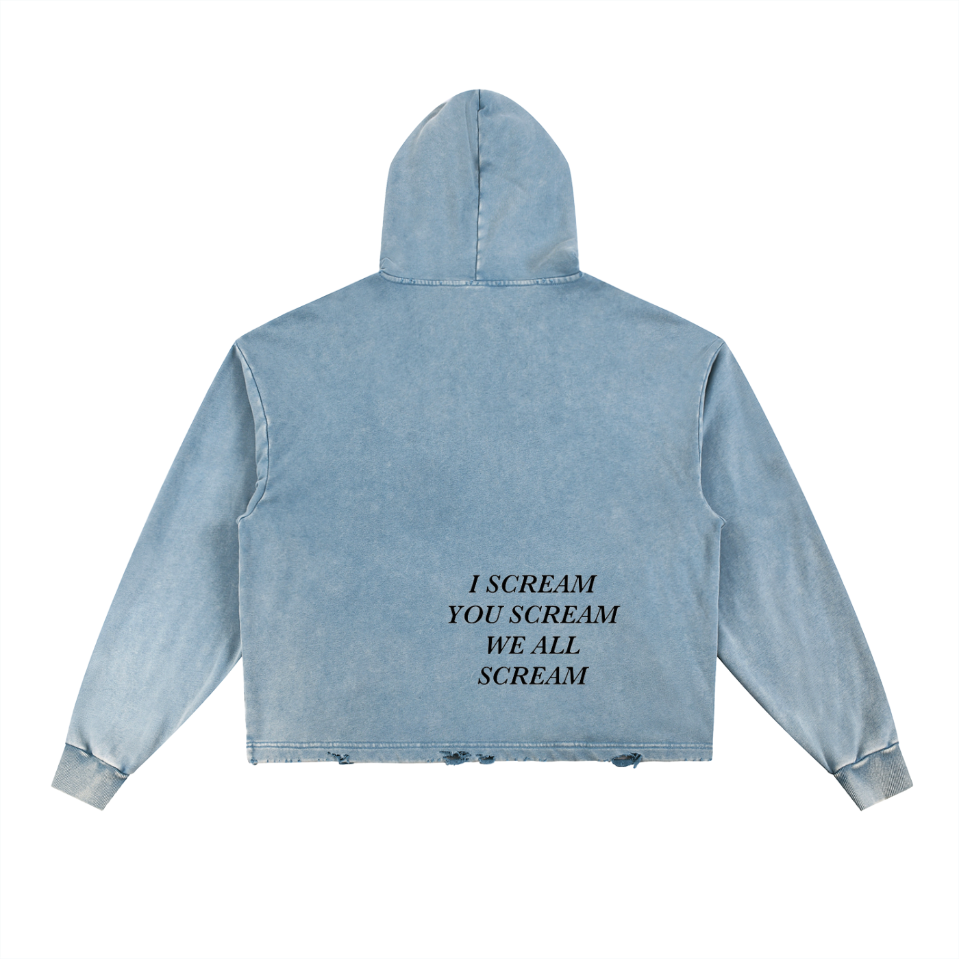 Vintage Washed Frayed-Hem Hoodie