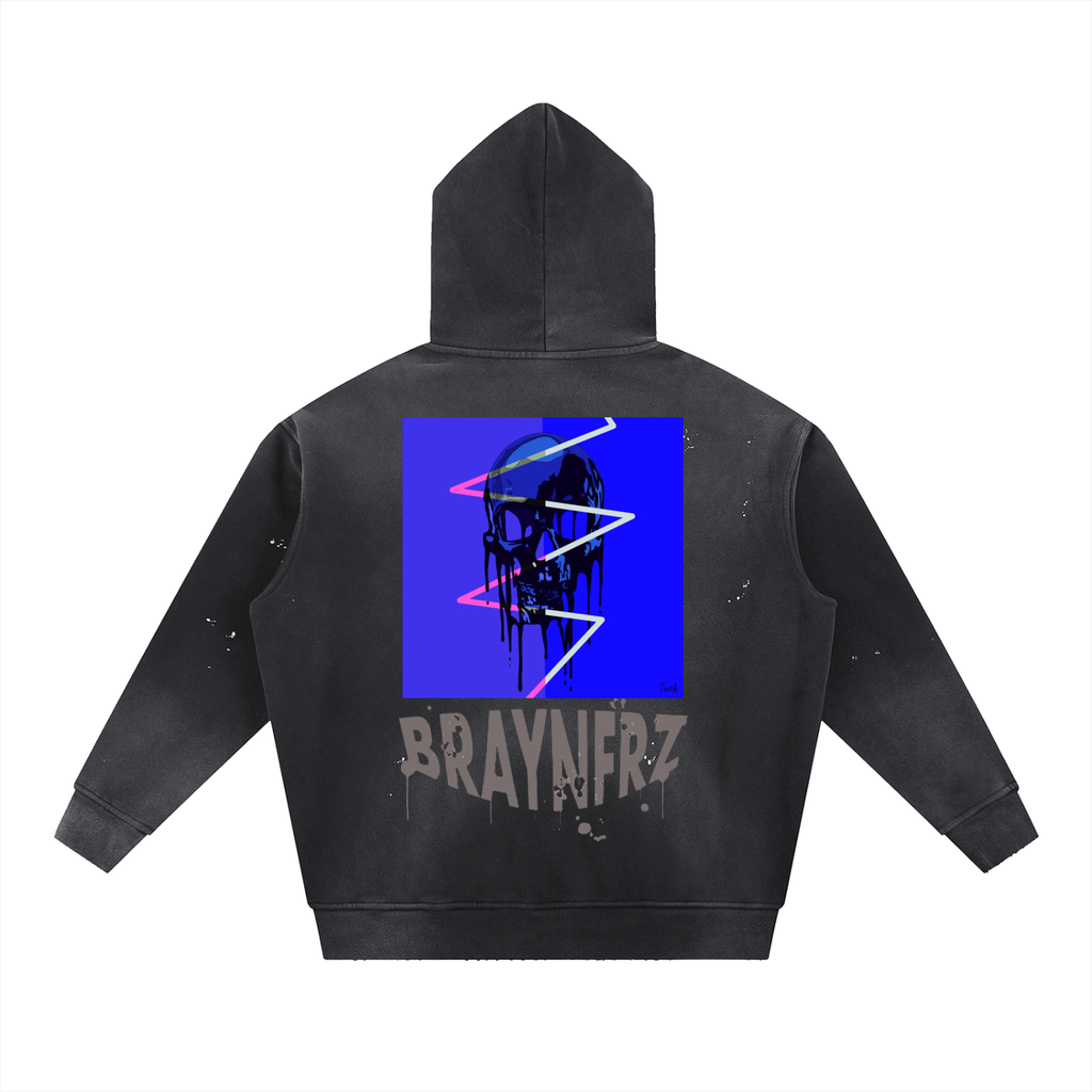 Vintage Washed Frayed Fleece Hoodie