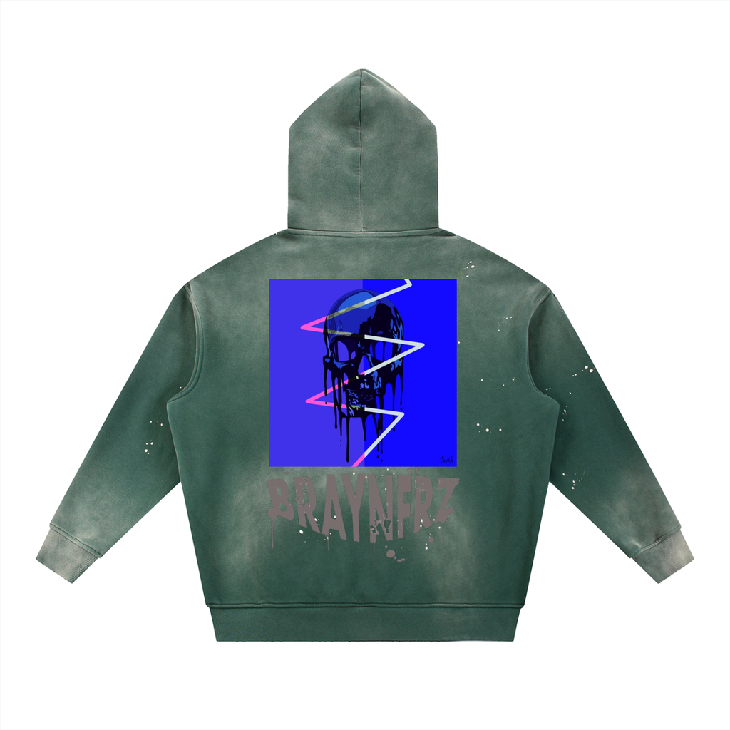 Vintage Washed Frayed Fleece Hoodie