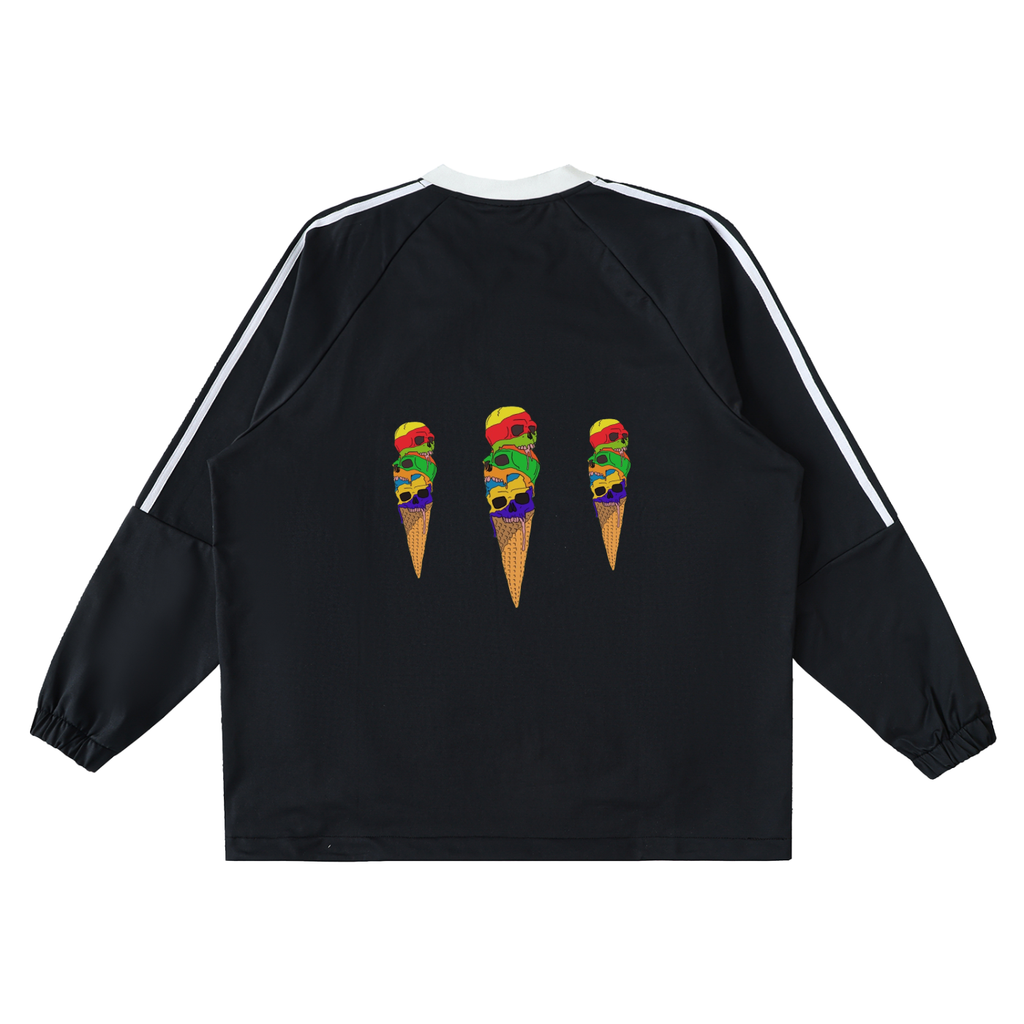 Color-Block V-Neck Long-Sleeve T-Shirt