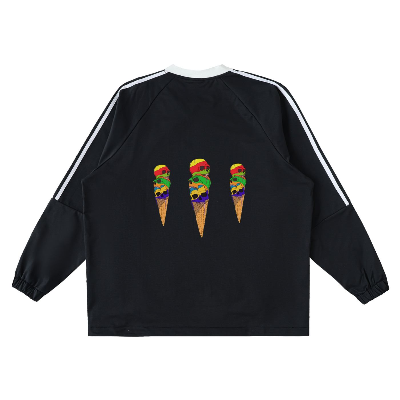Color-Block V-Neck Long-Sleeve T-Shirt