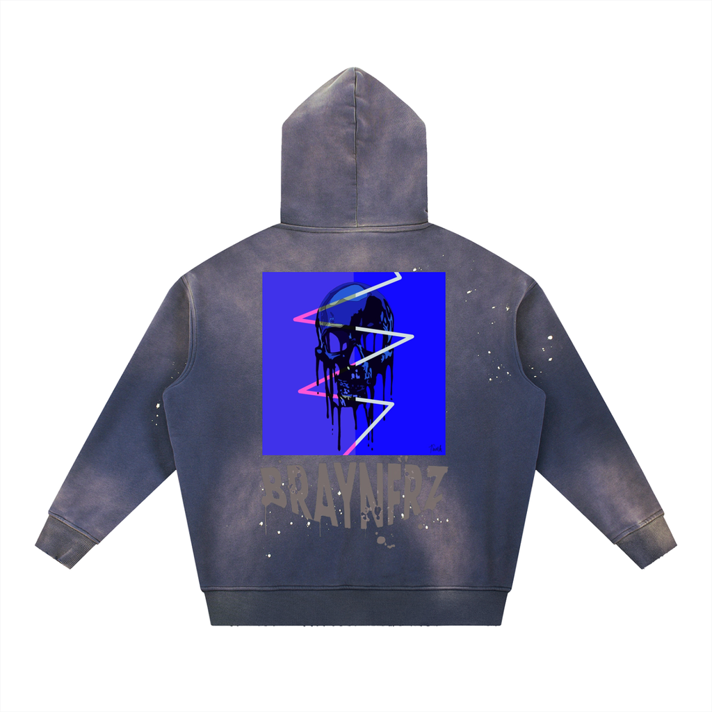 Vintage Washed Frayed Fleece Hoodie
